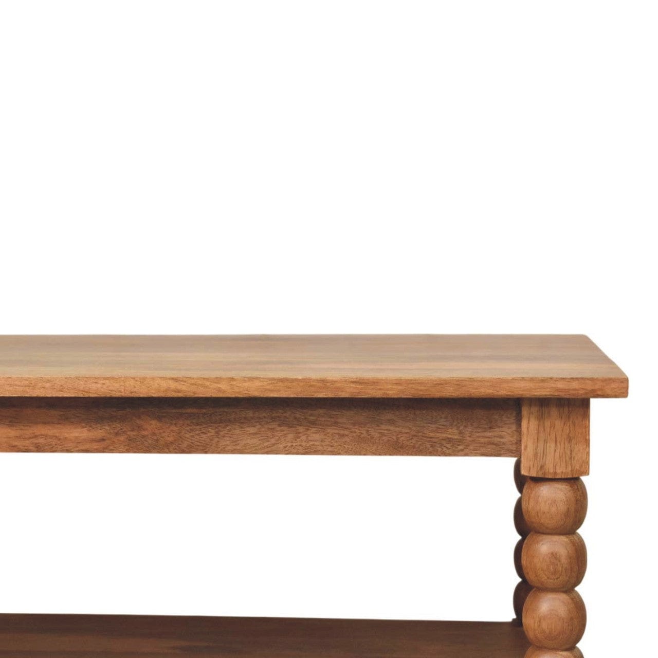 Barley Twist Coffee Table - Solid Mango Wood Center Table for Living Room - product view 4 showing handcrafted solid...