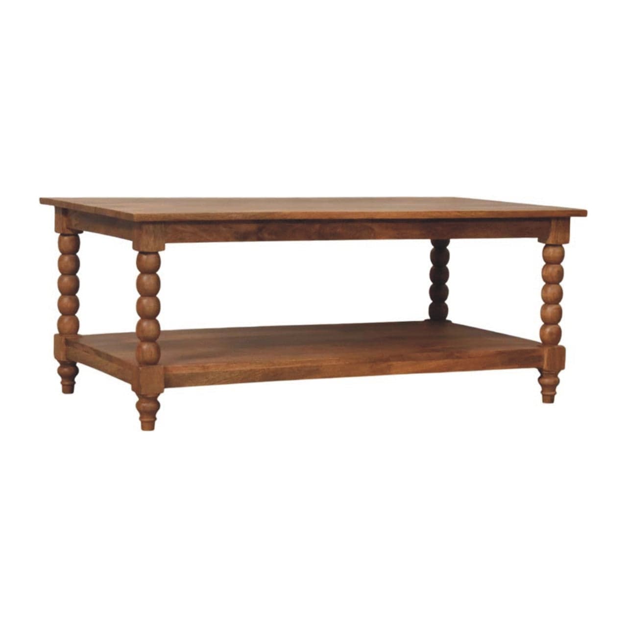 Barley Twist Coffee Table - Solid Mango Wood Center Table for Living Room - product view 3 showing handcrafted solid...