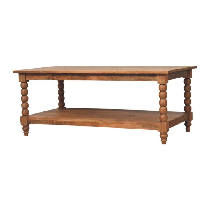 Barley Twist Coffee Table - Solid Mango Wood Center Table for Living Room - product view 2 showing handcrafted solid...