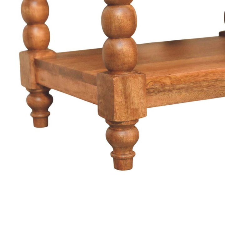 Barley Twist End Table - Solid Mango Wood Side Table for Living Room - product view 7 showing handcrafted solid mango...