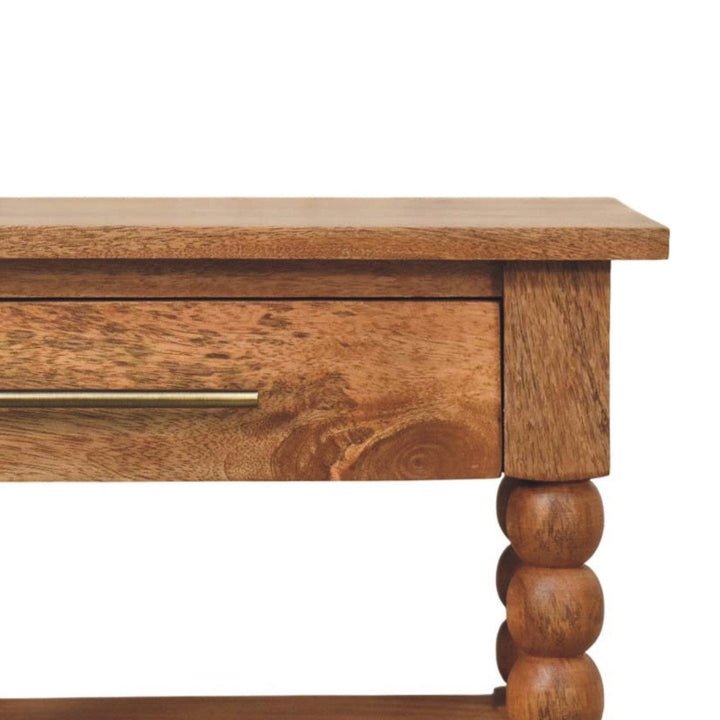 Barley Twist End Table - Solid Mango Wood Side Table for Living Room - product view 4 showing handcrafted solid mango...