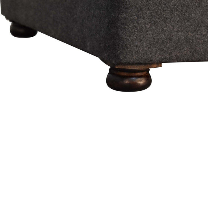 Battleship Tweed Button Pet Bed - Solid Mango Wood Dog Sofa for Home - product view 7 showing handcrafted solid mango...