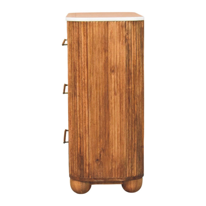 Beaumont Marble Dresser - Solid Mango Wood Storage Chest for Bedroom - product view 8 showing handcrafted solid mango...