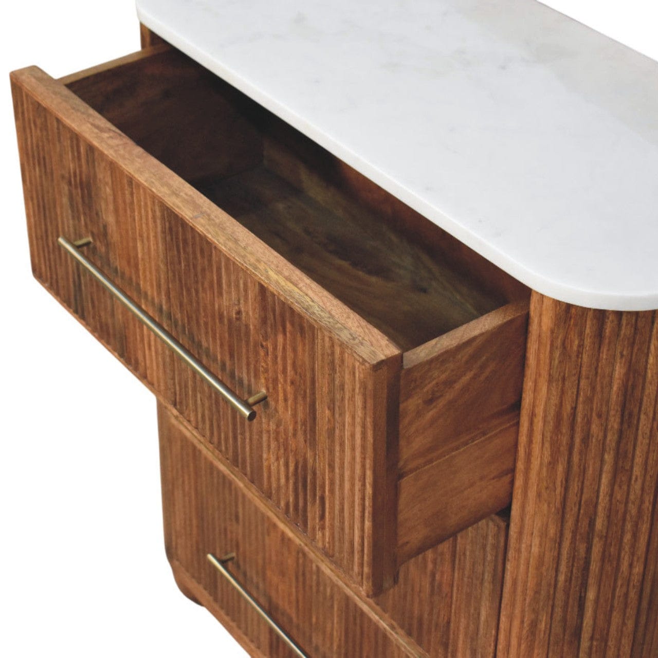 Beaumont Marble Dresser - Solid Mango Wood Storage Chest for Bedroom - product view 6 showing handcrafted solid mango...