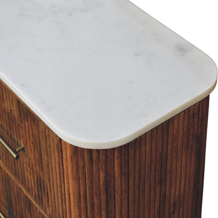 Beaumont Marble Dresser - Solid Mango Wood Storage Chest for Bedroom - product view 5 showing handcrafted solid mango...