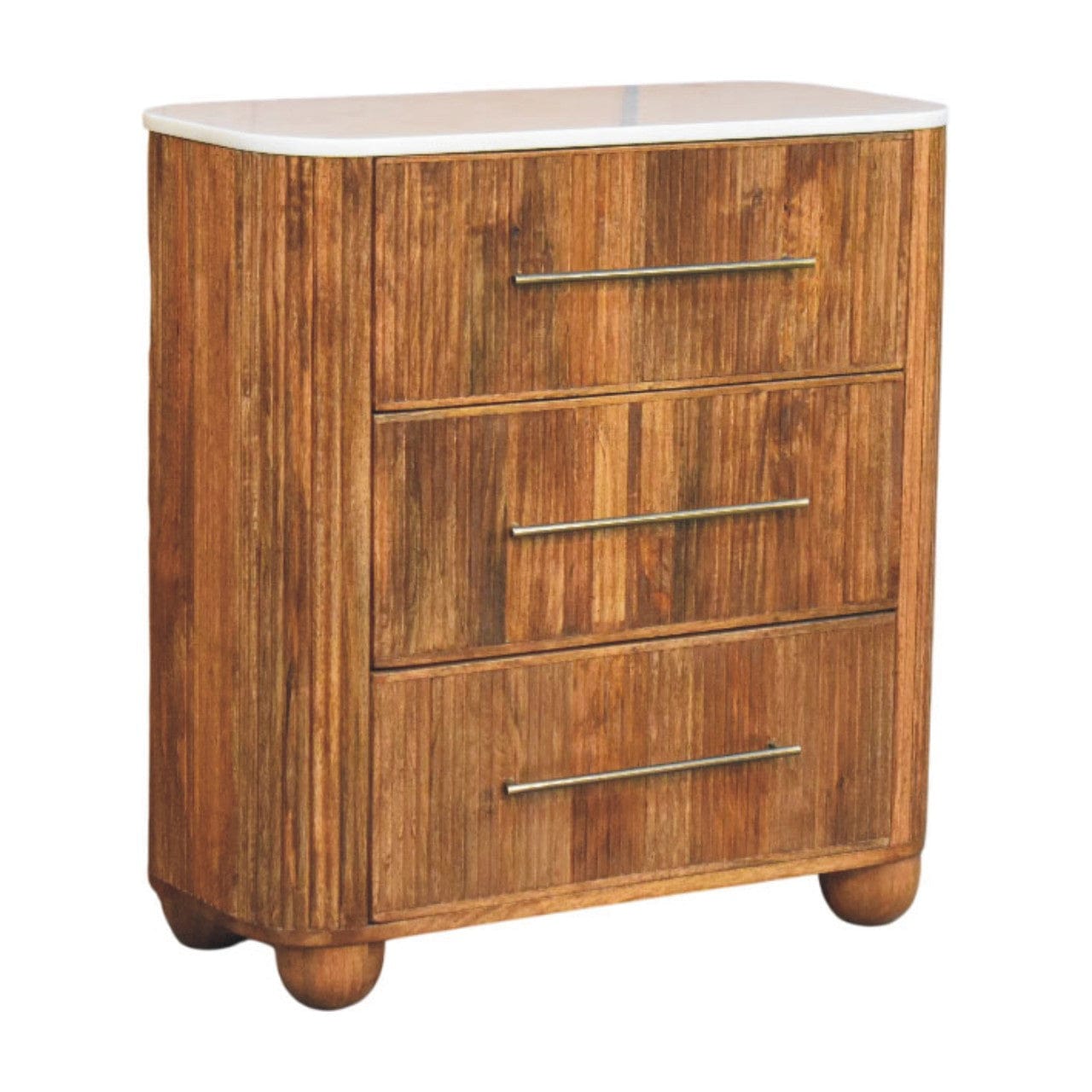 Beaumont Marble Dresser - Solid Mango Wood Storage Chest for Bedroom - product view 3 showing handcrafted solid mango...