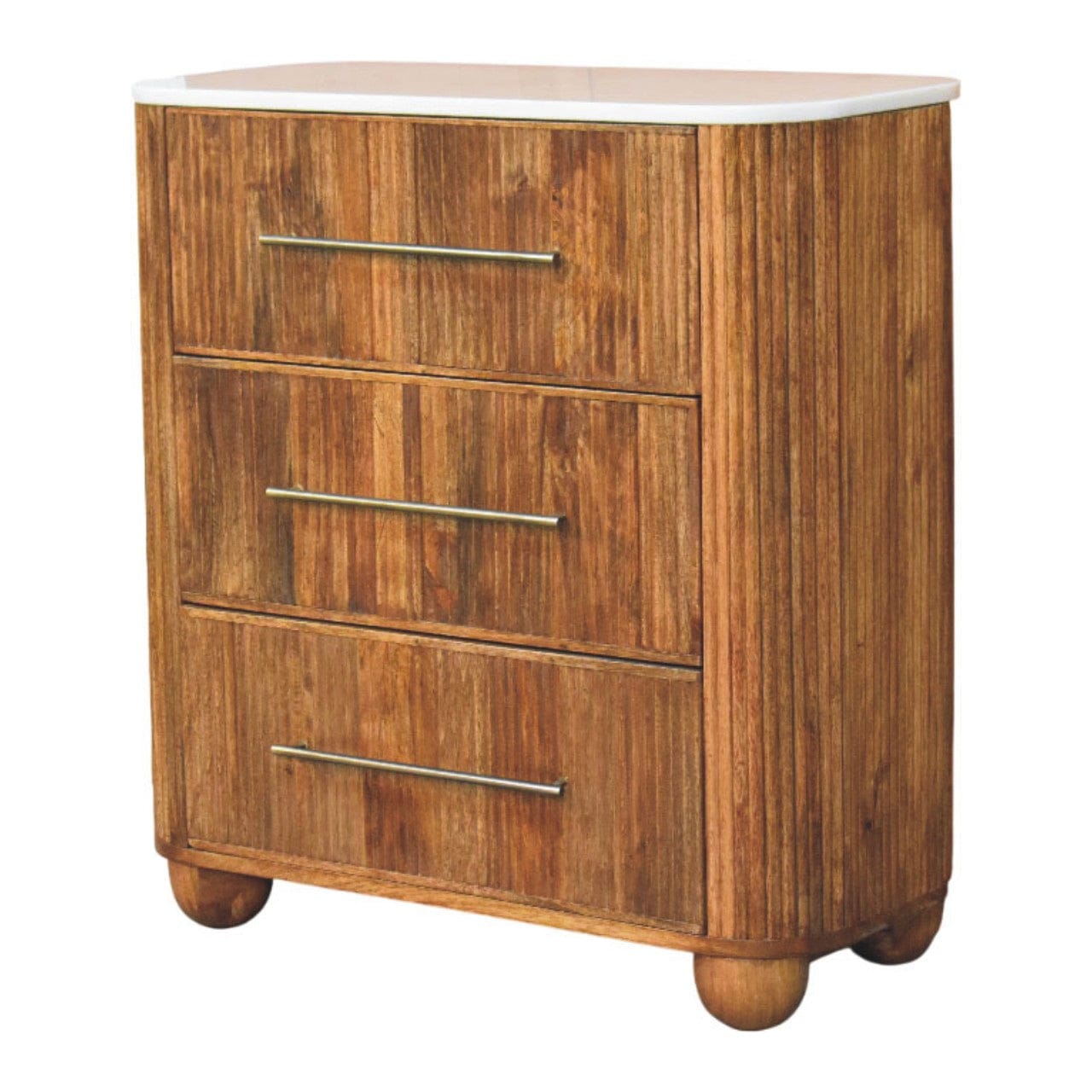 Beaumont Marble Dresser - Solid Mango Wood Storage Chest for Bedroom - product view 2 showing handcrafted solid mango...