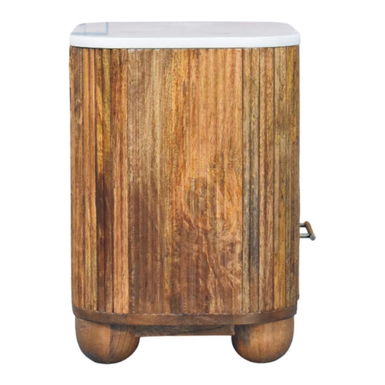 Beaumont Marble Nightstand - Solid Mango Wood Bedside Table for Bedroom - product view 8 showing handcrafted solid mango...