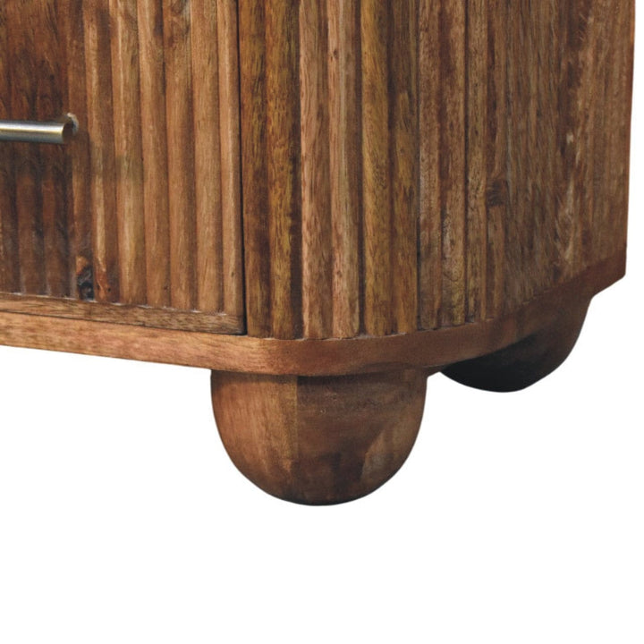 Beaumont Marble Nightstand - Solid Mango Wood Bedside Table for Bedroom - product view 7 showing handcrafted solid mango...