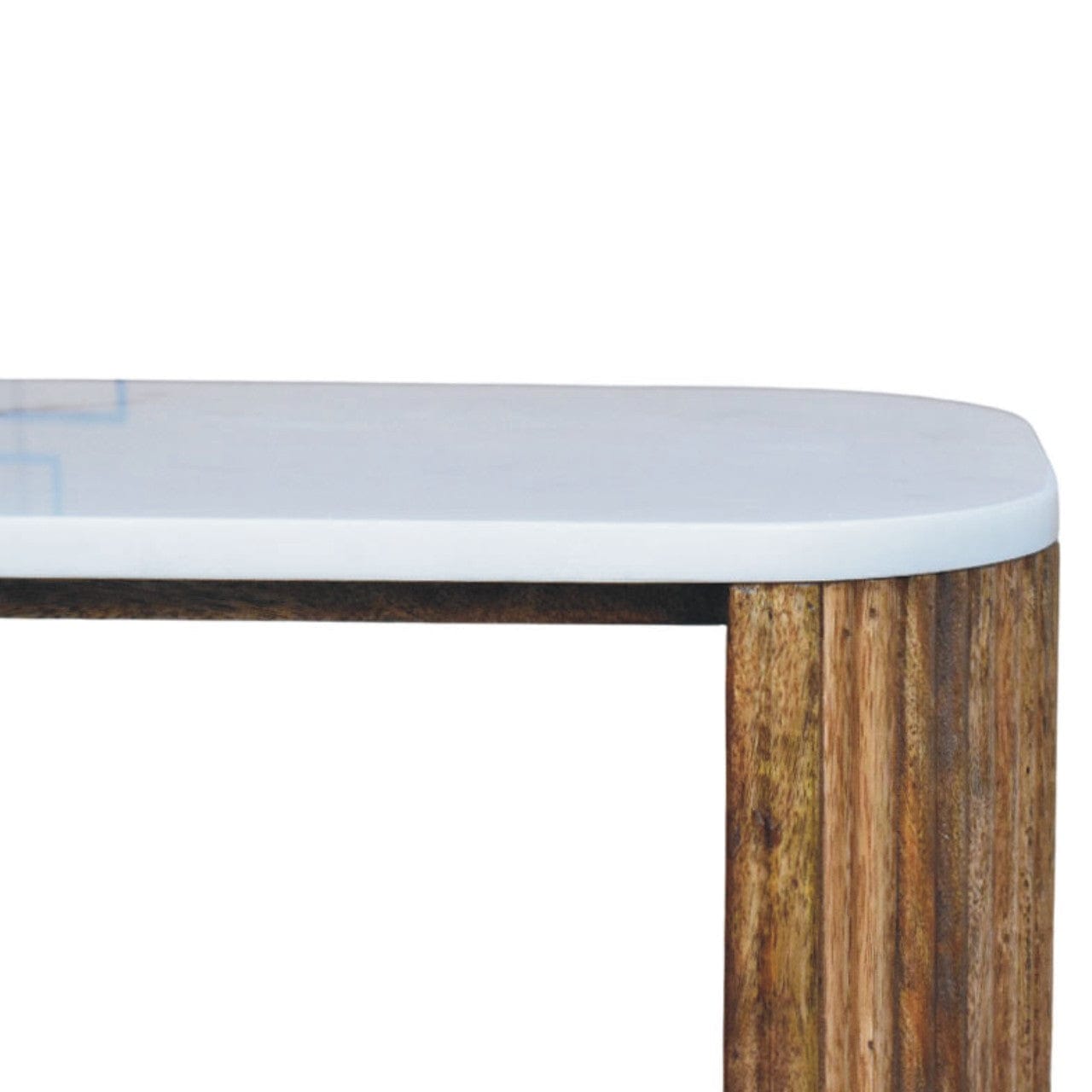 Beaumont Marble Nightstand - Solid Mango Wood Bedside Table for Bedroom - product view 4 showing handcrafted solid mango...