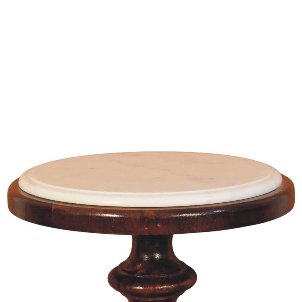 Bellmont Marble-Top End Table - Solid Mango Wood Side Table for Living Room - product view 6 showing handcrafted solid...