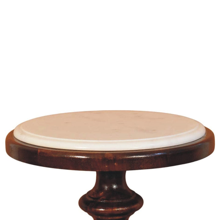 Bellmont Marble-Top End Table - Solid Mango Wood Side Table for Living Room - product view 6 showing handcrafted solid...