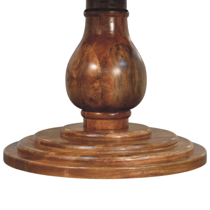 Belmont Round Dining Table - Solid Mango Wood Kitchen Table - product view 8 showing handcrafted solid mango wood dining...