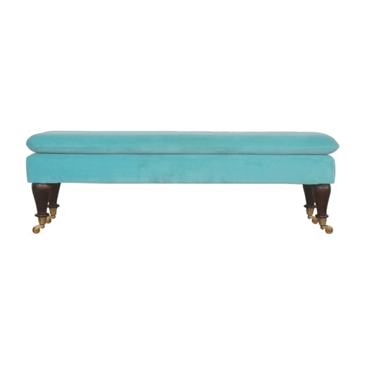 Aqua Castor Bench - Solid Mango Wood Seating Furniture for Entryway - product view 8 showing handcrafted solid mango wood...
