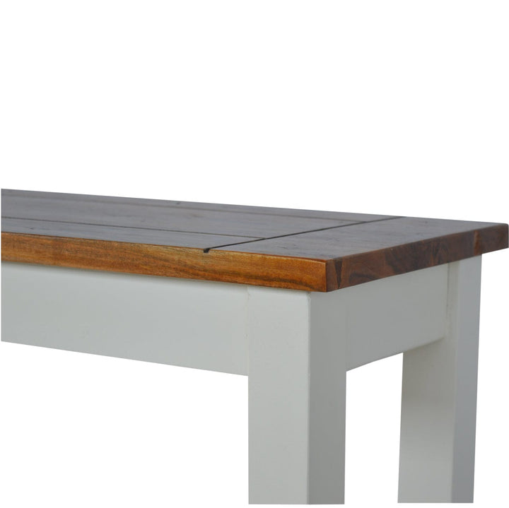 Farmhouse Country 2 Tone Hallway Bench - Solid Mango Wood Seating Furniture for Entryway - product view 6 showing...