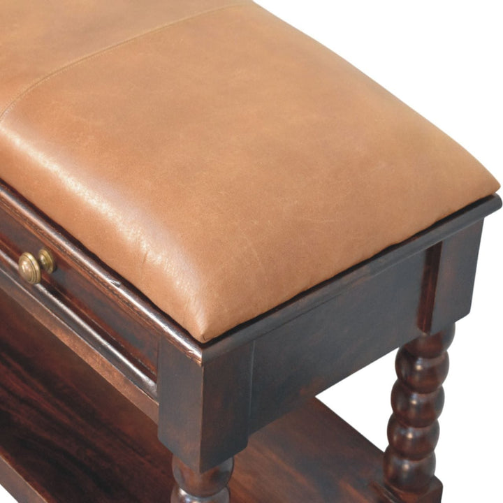 Mid-Century Modern Barclay Storage Bench - Solid Mango Wood Seating Furniture for Entryway - product view 5 showing...