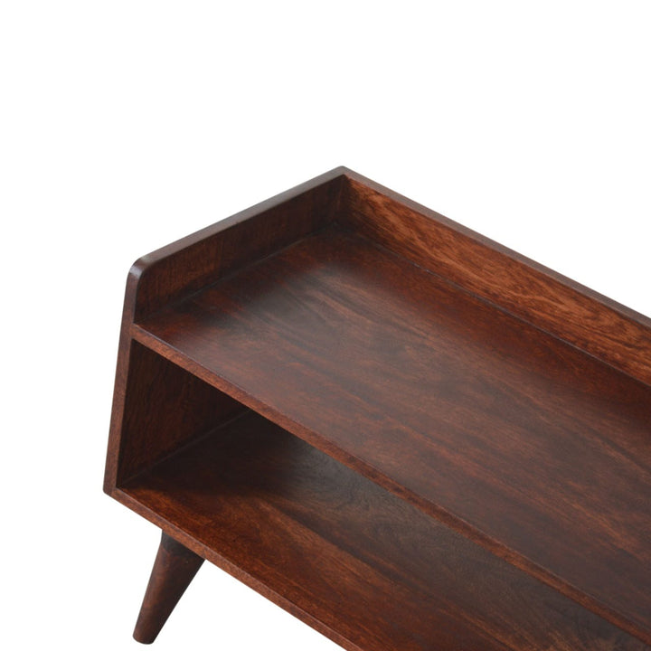 Nordic Cherry Storage Bench - Solid Mango Wood Seating Furniture for Entryway - product view 3 showing handcrafted solid...