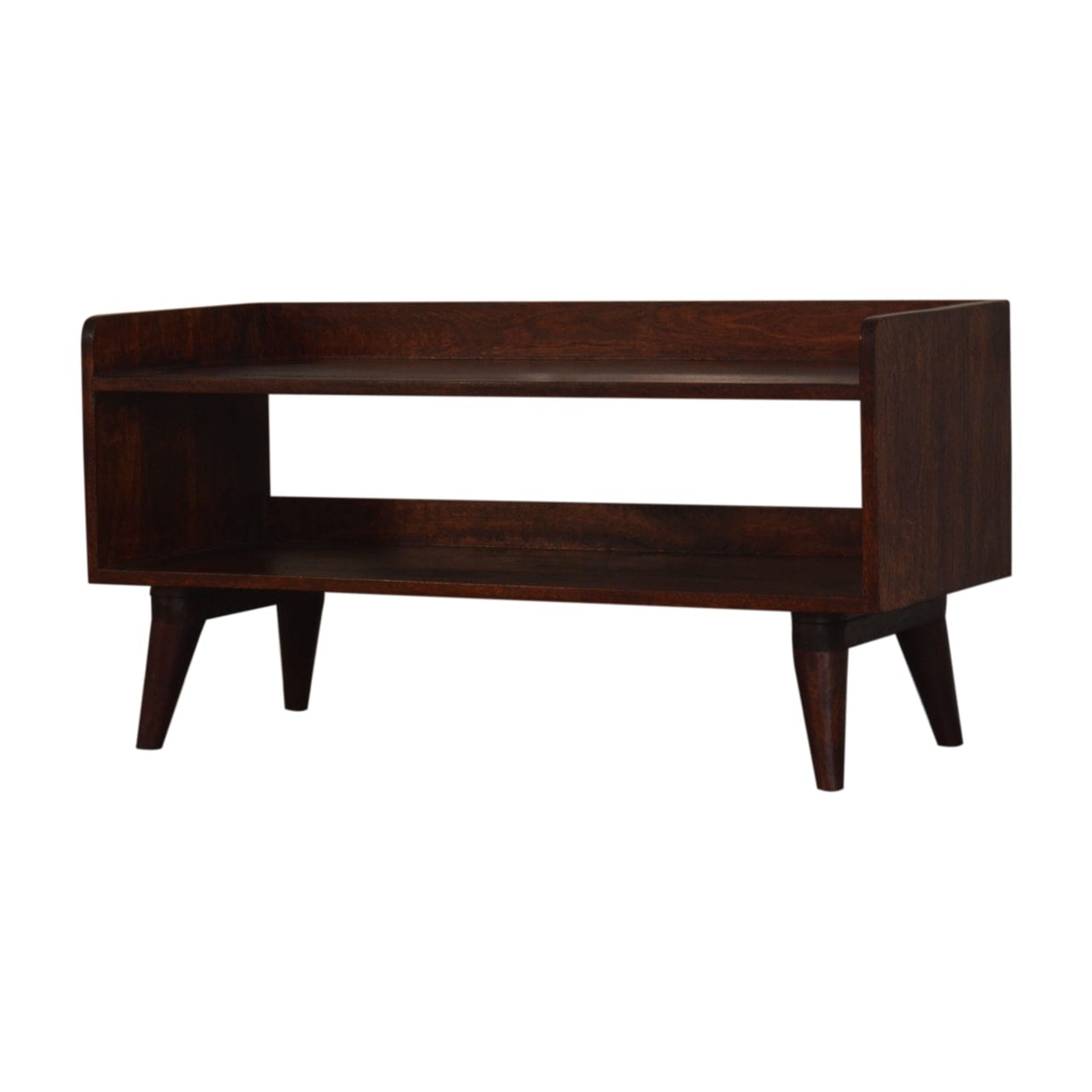 Nordic Cherry Storage Bench - Solid Mango Wood Seating Furniture for Entryway - product view 2 showing handcrafted solid...