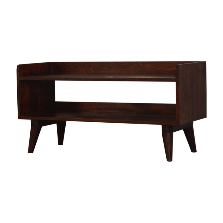 Nordic Cherry Storage Bench - Solid Mango Wood Seating Furniture for Entryway - product view 2 showing handcrafted solid...