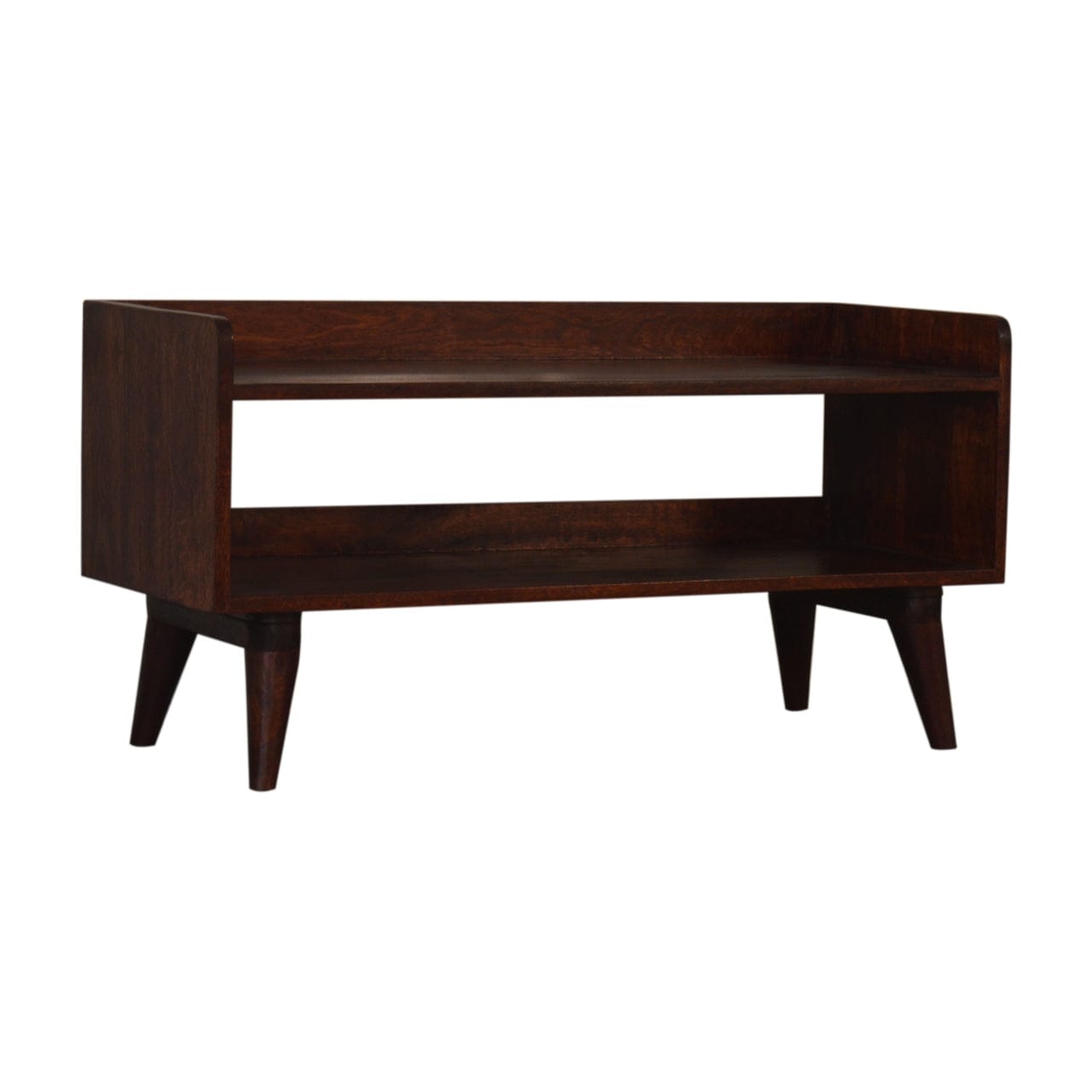 Nordic Cherry Storage Bench - Solid Mango Wood Seating Furniture for Entryway - main view showing handcrafted solid mango...
