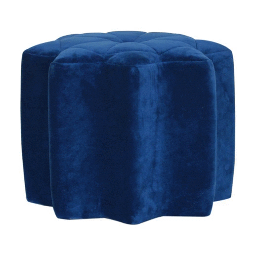 Blue Velvet Star Footstool - Solid Mango Wood Accent Stool for Living Room - product view 8 showing handcrafted solid...