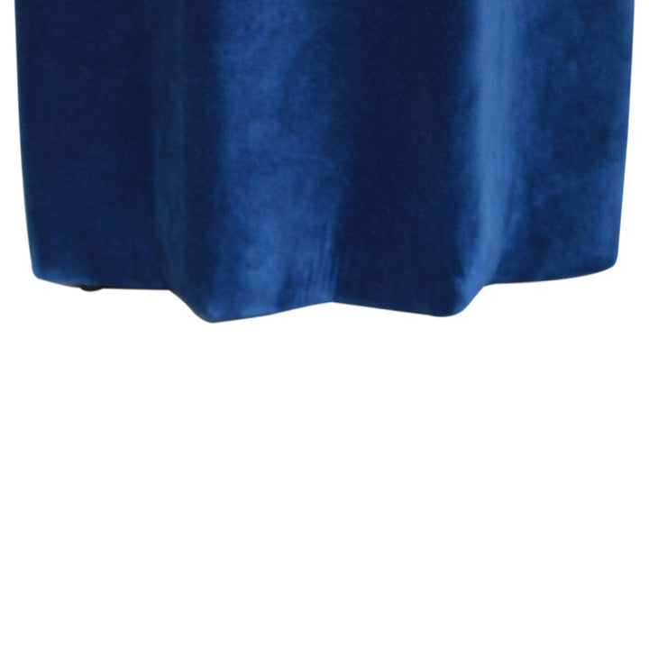 Blue Velvet Star Footstool - Solid Mango Wood Accent Stool for Living Room - product view 7 showing handcrafted solid...