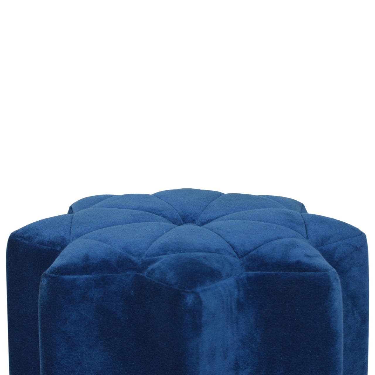 Blue Velvet Star Footstool - Solid Mango Wood Accent Stool for Living Room - product view 5 showing handcrafted solid...