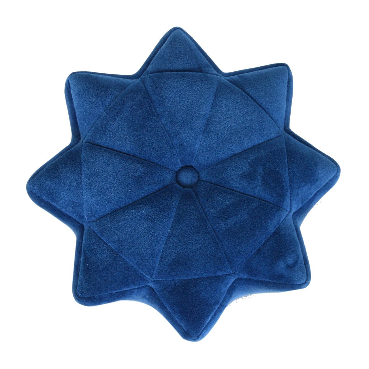 Blue Velvet Star Footstool - Solid Mango Wood Accent Stool for Living Room - product view 2 showing handcrafted solid...
