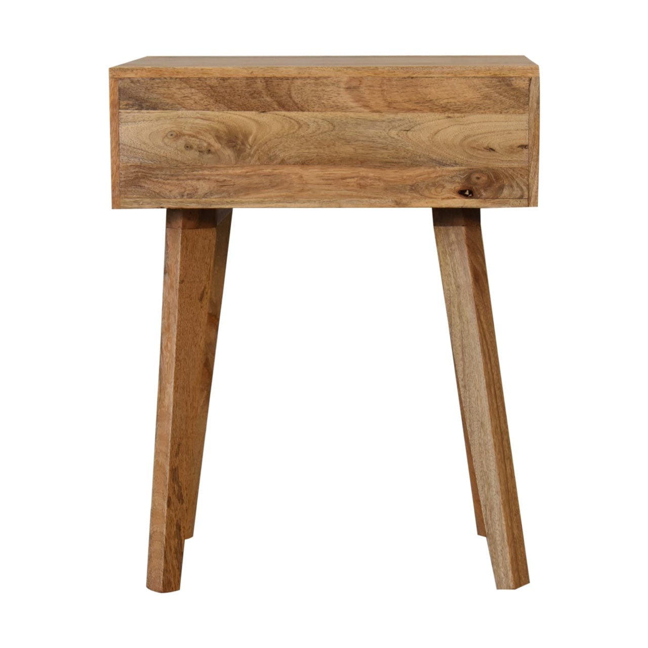 Bone Inlay Tapered Nightstand - Solid Mango Wood Bedside Table for Bedroom - product view 8 showing handcrafted solid...