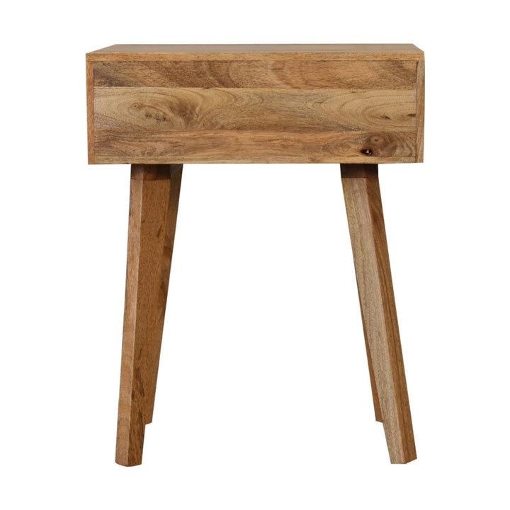 Bone Inlay Tapered Nightstand - Solid Mango Wood Bedside Table for Bedroom - product view 8 showing handcrafted solid...