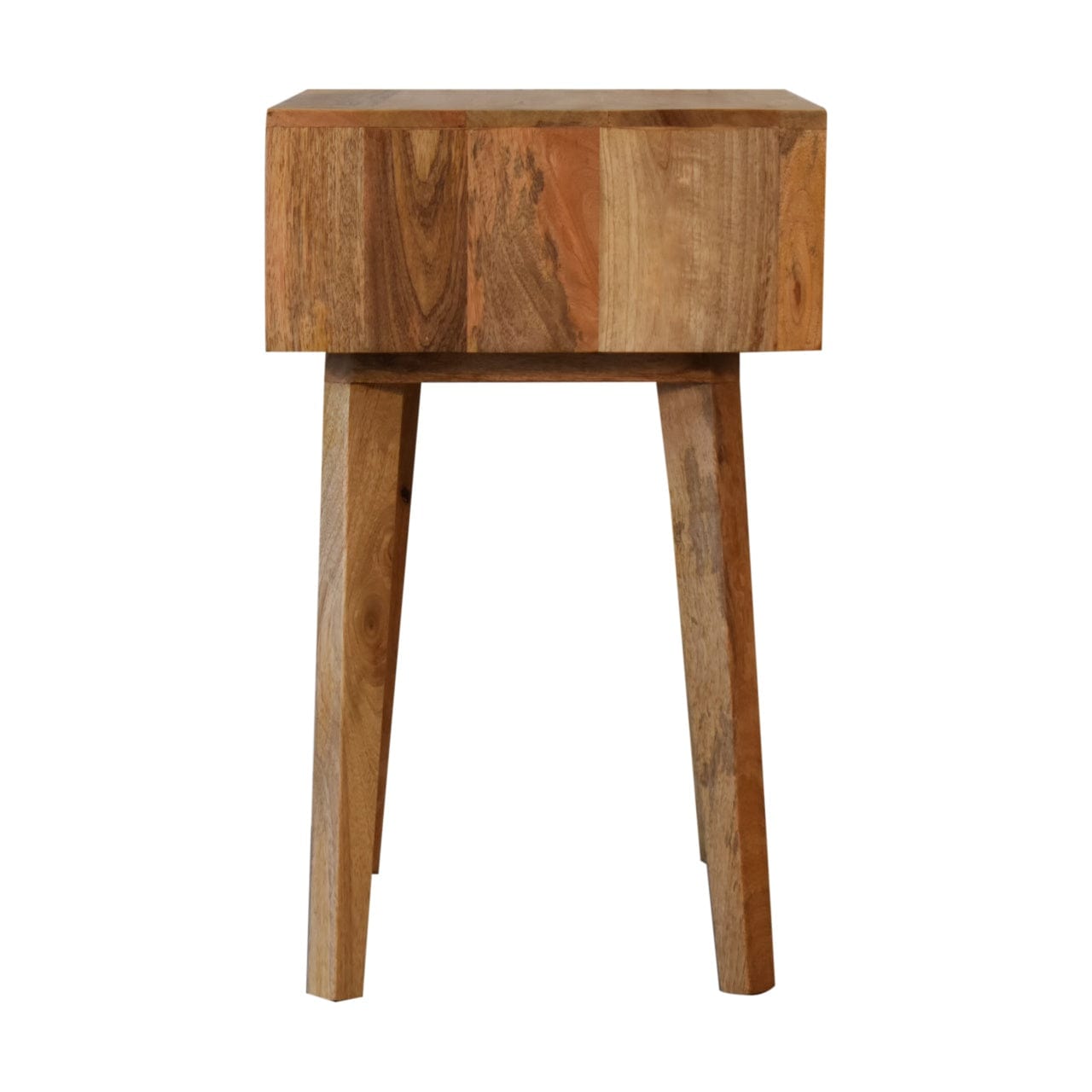 Bone Inlay Tapered Nightstand - Solid Mango Wood Bedside Table for Bedroom - product view 7 showing handcrafted solid...