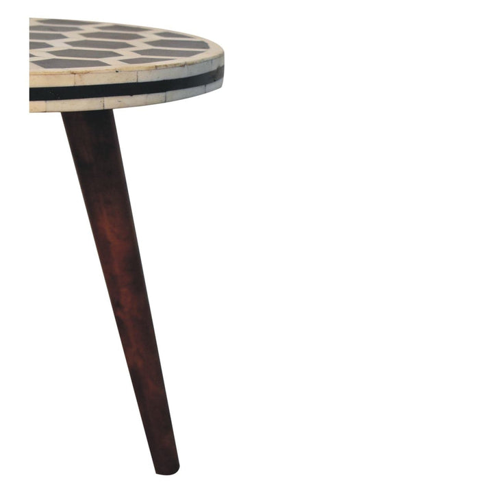 Bone Inlay Tripod End Table - Solid Mango Wood Side Table - product view 6 showing handcrafted solid mango wood side table