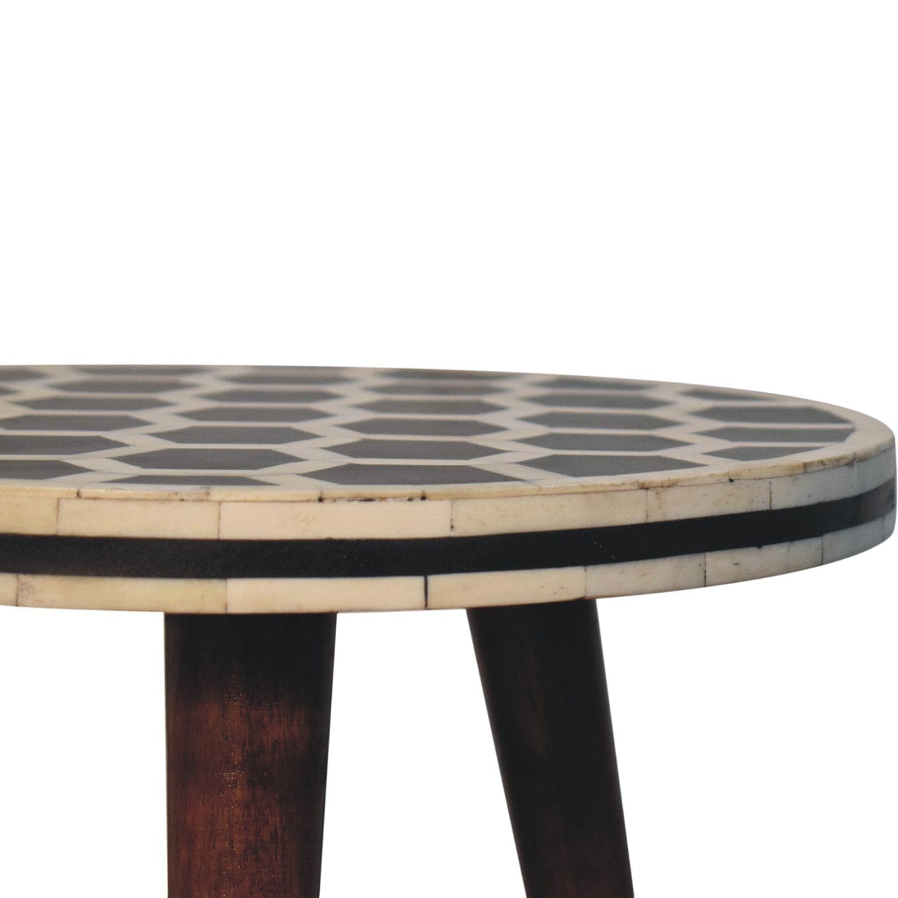 Bone Inlay Tripod End Table - Solid Mango Wood Side Table - product view 5 showing handcrafted solid mango wood side table