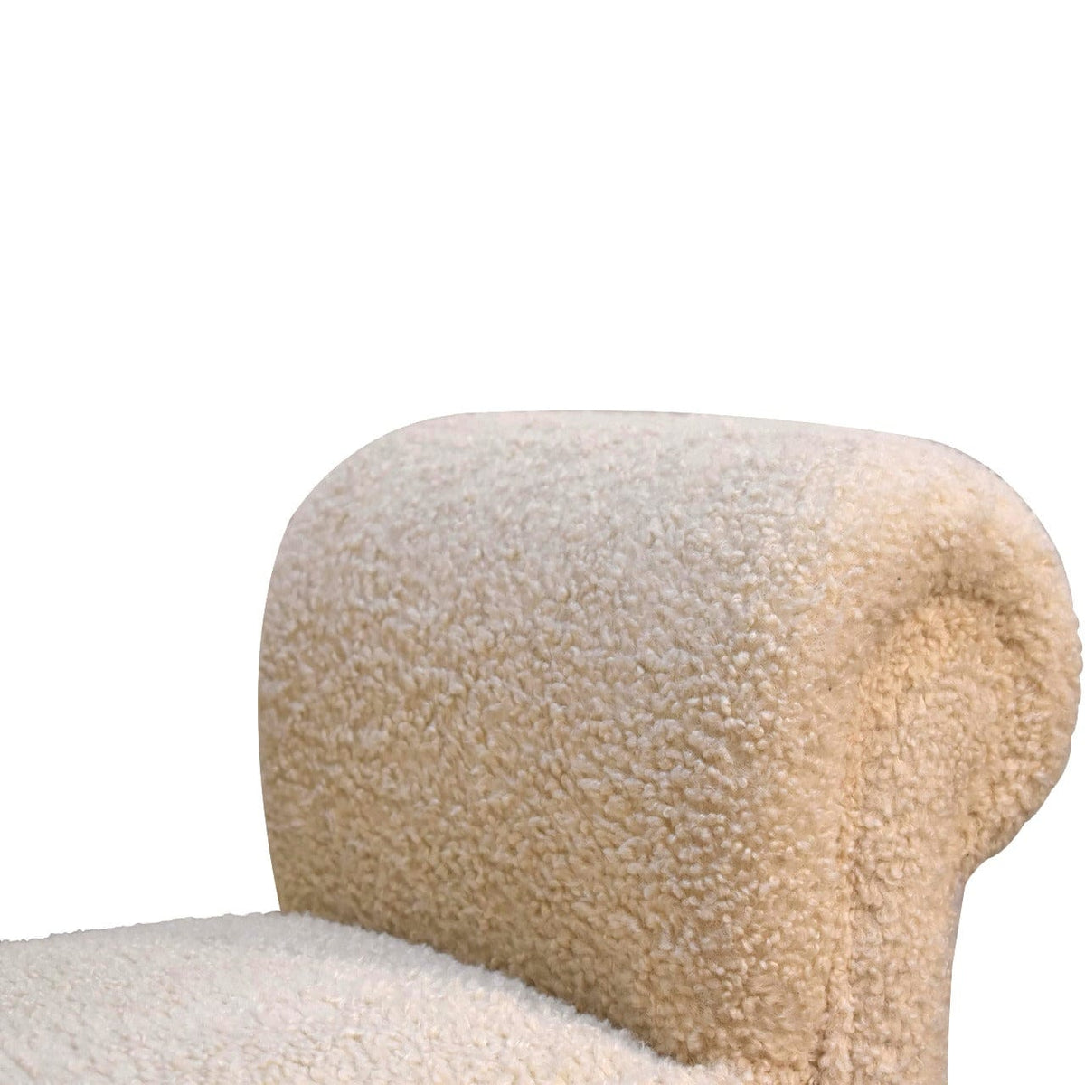 Boucle Cream Bench - Solid Mango Wood Seating Furniture for Entryway - product view 6 showing handcrafted solid mango...