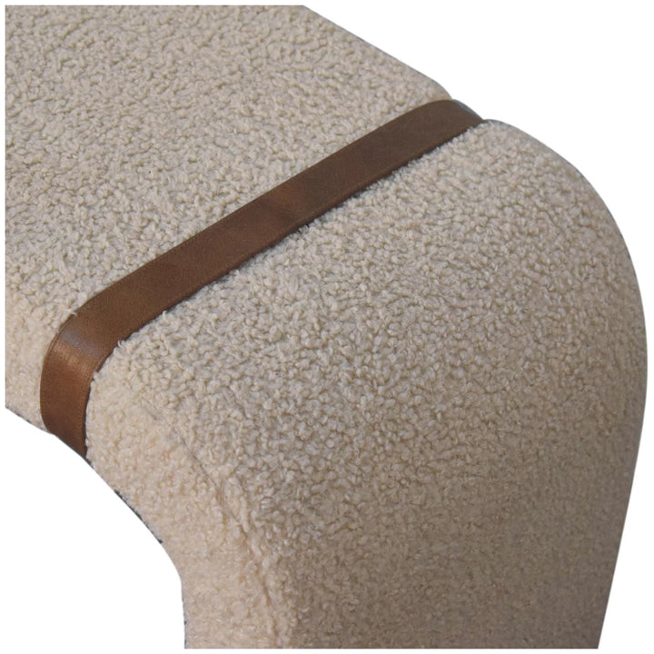 Boucle Leather Strap Bench - Solid Mango Wood Seating Furniture for Entryway - product view 8 showing handcrafted solid...