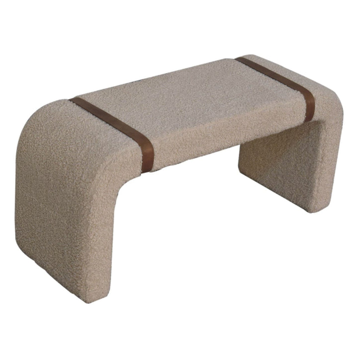 Boucle Leather Strap Bench - Solid Mango Wood Seating Furniture for Entryway - product view 7 showing handcrafted solid...