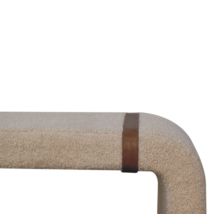 Boucle Leather Strap Bench - Solid Mango Wood Seating Furniture for Entryway - product view 5 showing handcrafted solid...