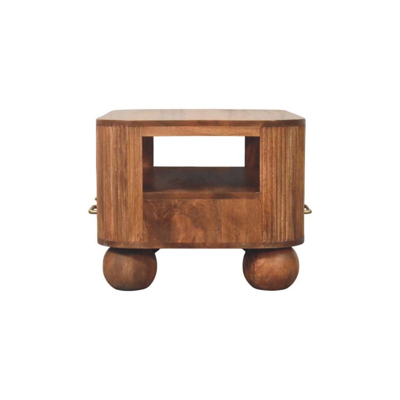 Briarwood Fluted Coffee Table - Solid Mango Wood Center Table for Living Room - product view 9 showing handcrafted solid...