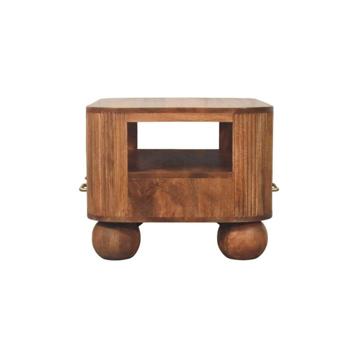 Briarwood Fluted Coffee Table - Solid Mango Wood Center Table for Living Room - product view 9 showing handcrafted solid...