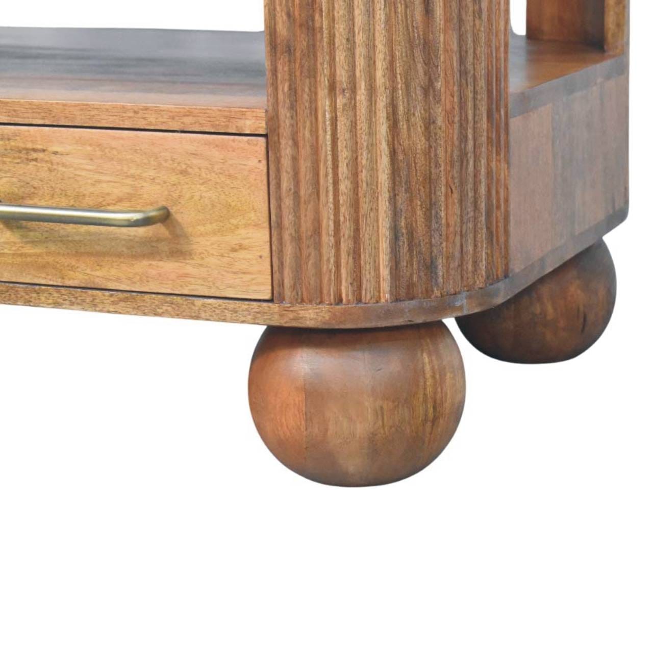 Briarwood Fluted Coffee Table - Solid Mango Wood Center Table for Living Room - product view 8 showing handcrafted solid...