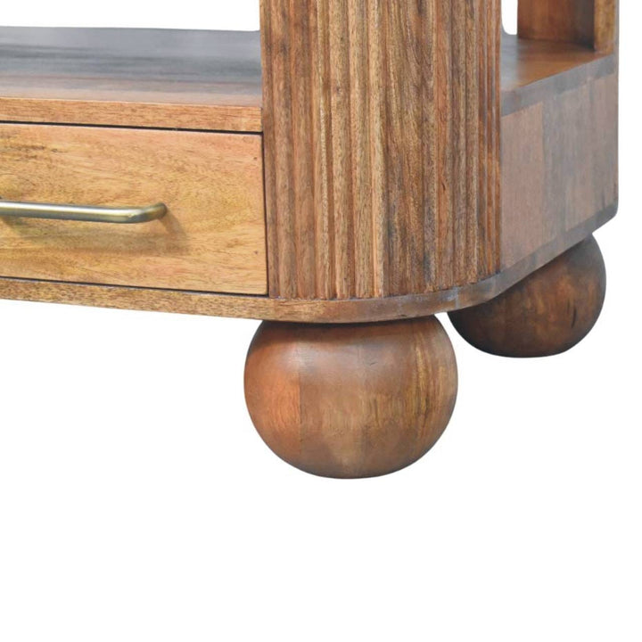 Briarwood Fluted Coffee Table - Solid Mango Wood Center Table for Living Room - product view 8 showing handcrafted solid...
