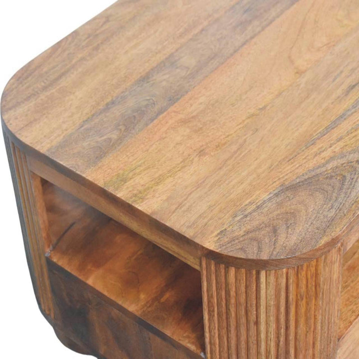 Briarwood Fluted Coffee Table - Solid Mango Wood Center Table for Living Room - product view 7 showing handcrafted solid...
