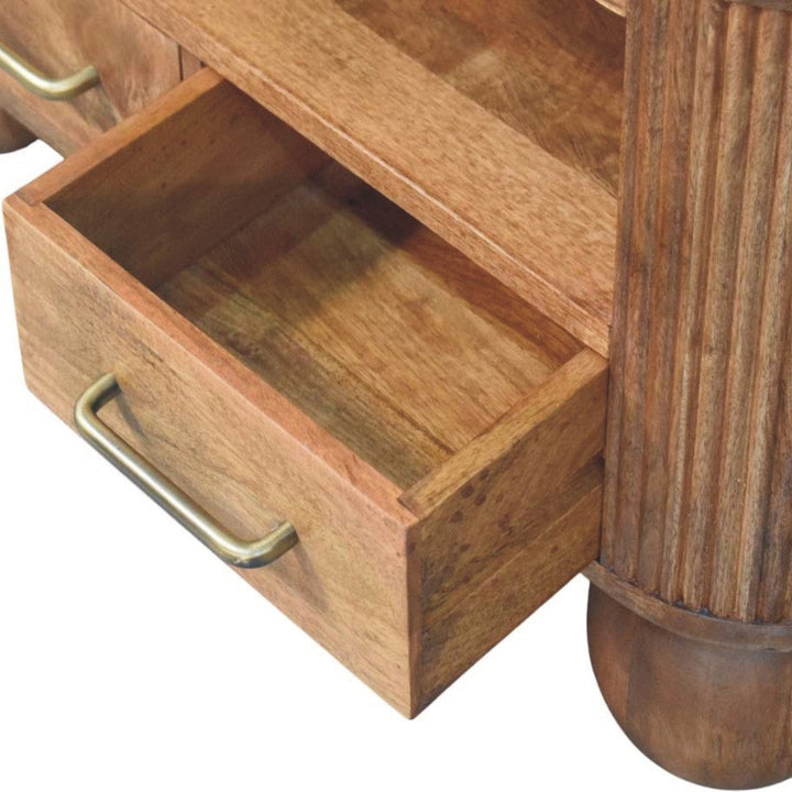 Briarwood Fluted Coffee Table - Solid Mango Wood Center Table for Living Room - product view 6 showing handcrafted solid...