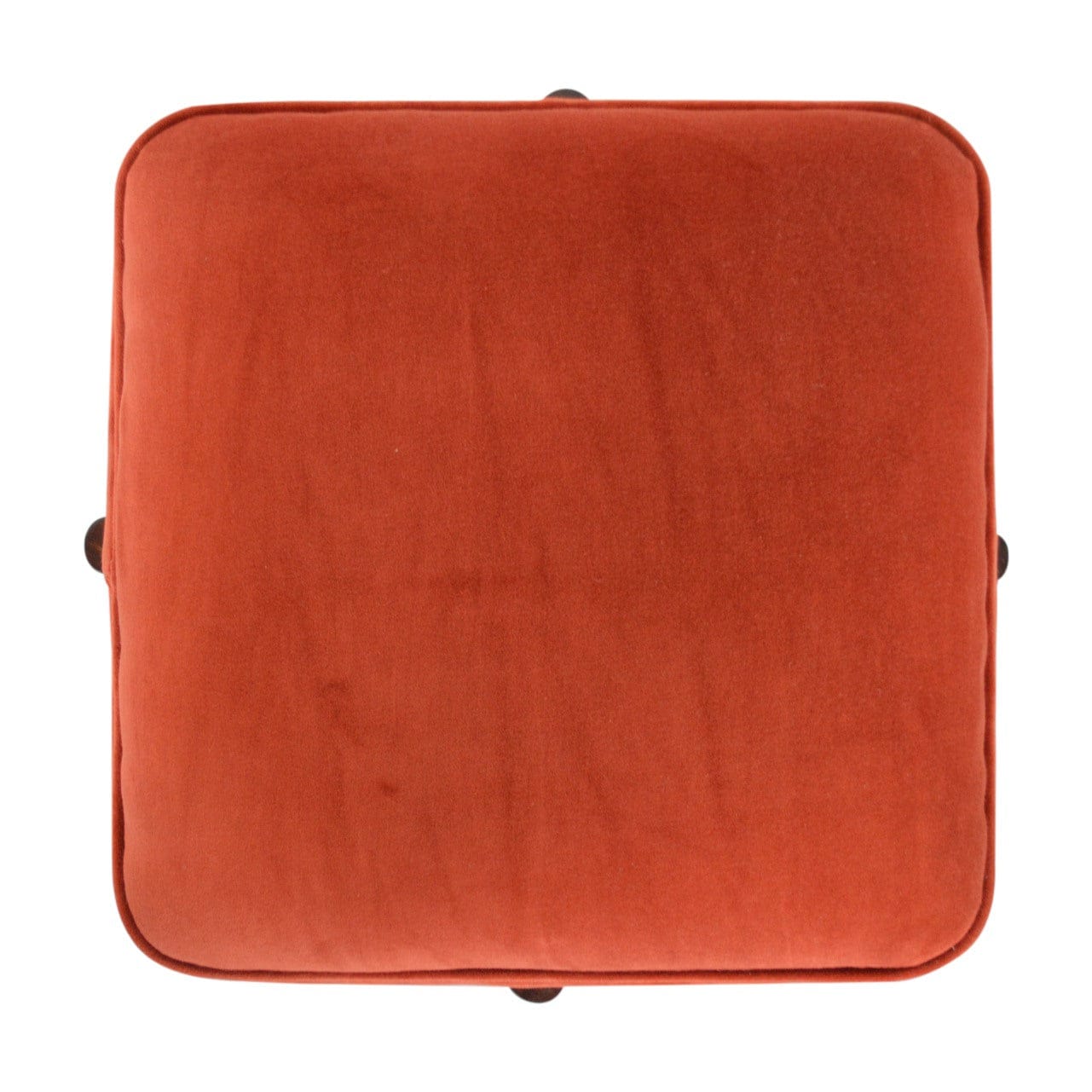 Brick Velvet Solid Wood Footstool - Solid Mango Wood Accent Stool for Living Room - product view 2 showing handcrafted...