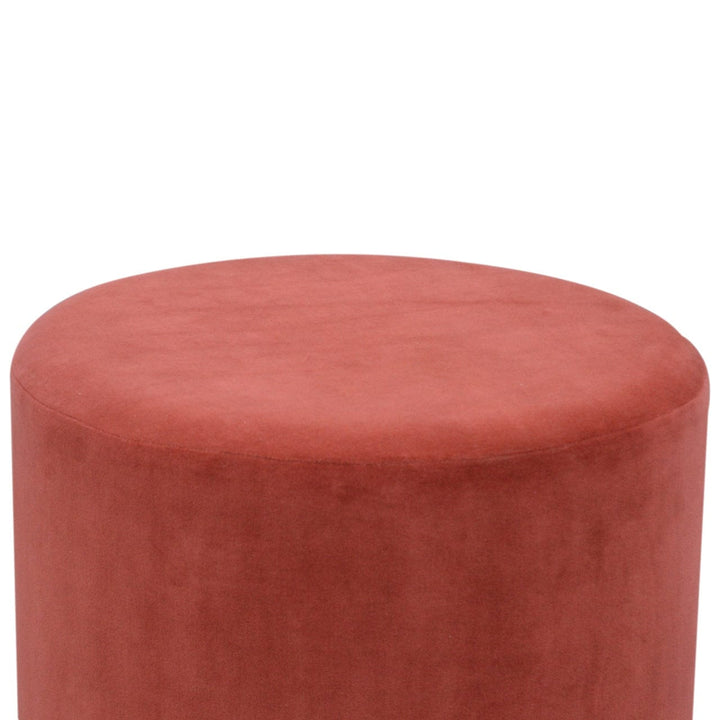 Brick Velvet Wooden Footstool - Solid Mango Wood Accent Stool for Living Room - product view 5 showing handcrafted solid...