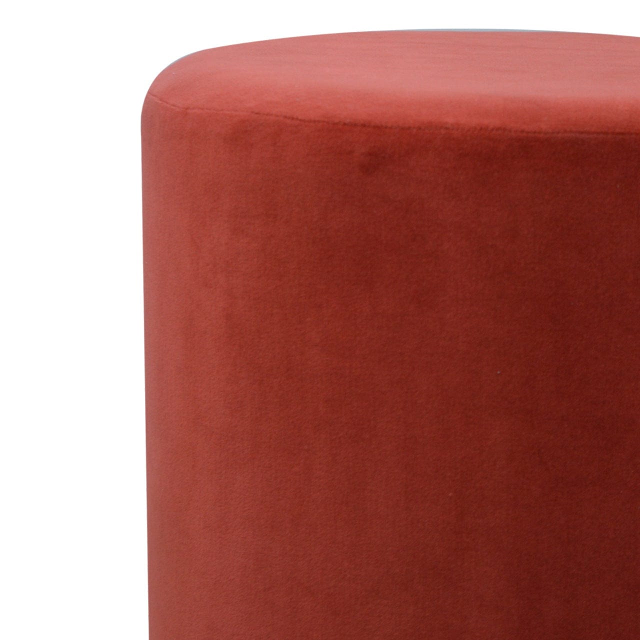 Brick Velvet Wooden Footstool - Solid Mango Wood Accent Stool for Living Room - product view 3 showing handcrafted solid...