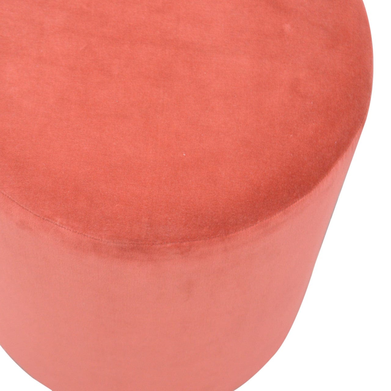 Brick Velvet Wooden Footstool - Solid Mango Wood Accent Stool for Living Room - product view 2 showing handcrafted solid...