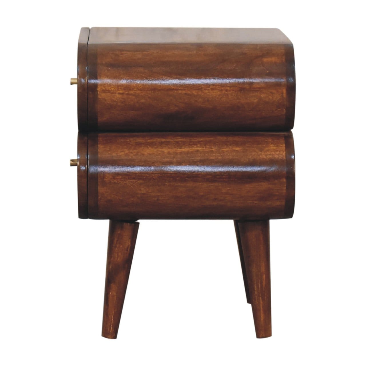 Bubble Chestnut Nightstand - Solid Mango Wood Bedside Table for Bedroom - product view 9 showing handcrafted solid mango...