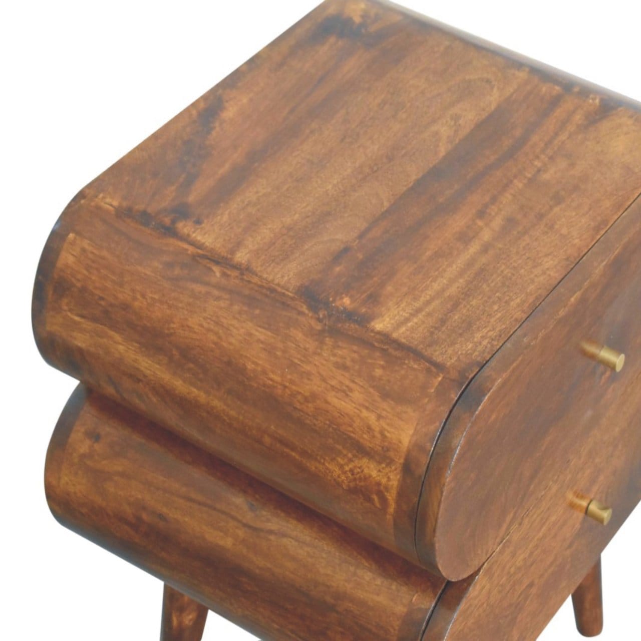 Bubble Chestnut Nightstand - Solid Mango Wood Bedside Table for Bedroom - product view 7 showing handcrafted solid mango...