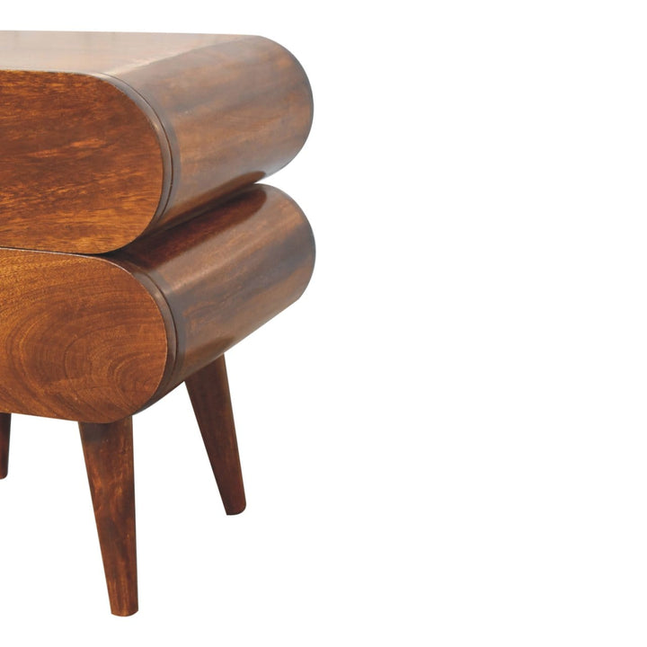Bubble Chestnut Nightstand - Solid Mango Wood Bedside Table for Bedroom - product view 6 showing handcrafted solid mango...